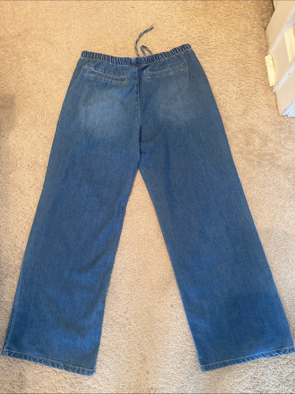 Vanilla Star Women's Wide-Leg Drawstring Jeans - Dark Blue - Picture 2 of 5